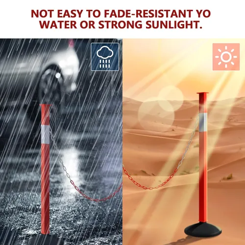 Miniatura 6 de [Paquete de 3] Conos de poste de delineador de tráfico ajustables con base de goma pesada y collares reflectantes, conos de seguridad