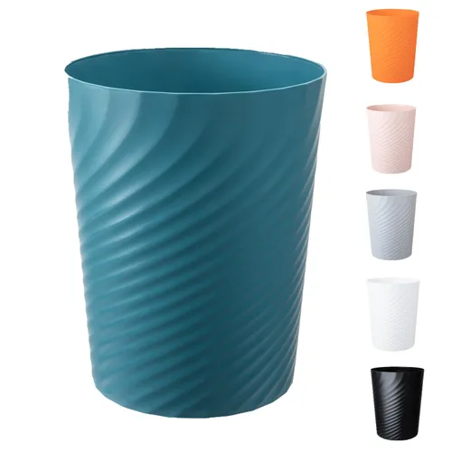 Bote de basura, pequeño cubo de basura de plástico, papelera de reciclaje, cubo de basura redondo para baño, oficina, dormitorio, cocina, 1.8 Azul