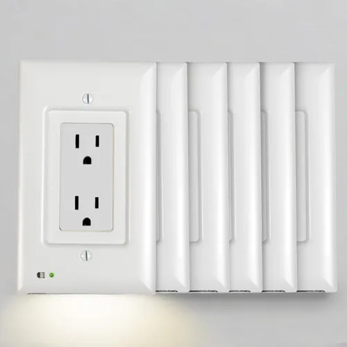 Miniatura 10 de Placa de cubierta de tomacorriente iluminada y luz nocturna LED, cubierta de tomacorriente de pared para cortes de energía durante tormentas