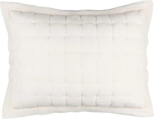 Miniatura 4 de Pine Cone Hill Lush Linen - Funda de hojaldre marfil, tamaño europeo, patrón sólido marfil