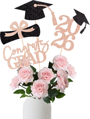 Miniatura 18 de 16 piezas de decoración de graduación para la clase de 2026, centros de mesa de felicitaciones de graduación 2026, decoración de mesa 2026, Azul