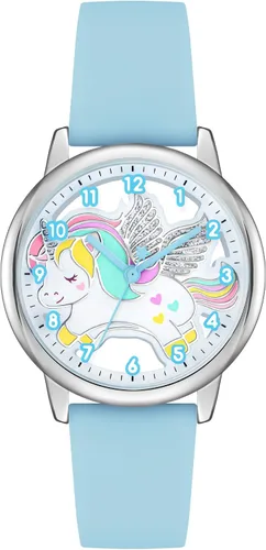 Reloj de dibujos animados para niños, lindo unicornio impermeable, reloj de aprendizaje fácil de leer, para niños de 3 a 12 años, regalo para niños