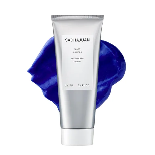 SACHAJUAN Champú plateado | Champú morado para cabello rubio y gris | Neutraliza los tonos amarillos | Añade brillo e hidratación | Protección UV |