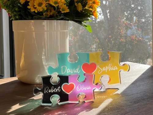 Miniatura 7 de Regalos personalizados para parejas, letrero de nombre de rompecabezas para parejas, regalos del día de San Valentín para ella y él, acrílico