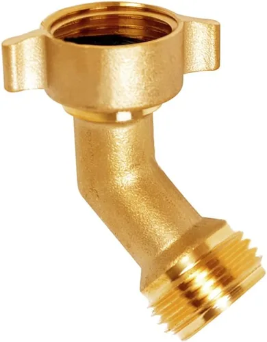 Miniatura 7 de Uenede Latón 3/4 "GHT 45 grados codo giratorio manguera de jardín conector, 2PCS Adaptador de manguera de jardín de rosca hembra a macho Cambiar