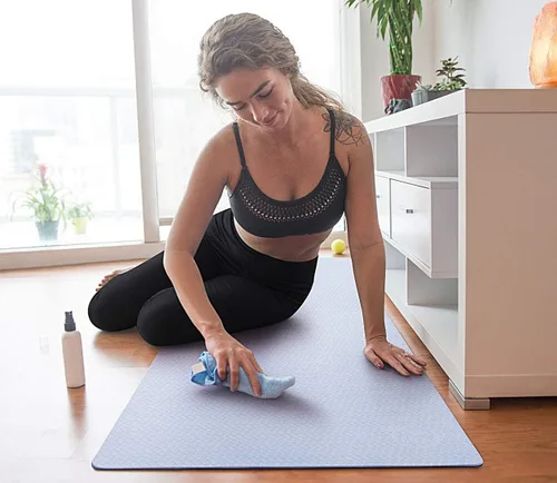 Miniatura 7 de IUGA Tapete de yoga antideslizante y antidesgarros, ecológico, tapete de yoga caliente, tapete grueso para entrenamiento y ejercicio para yoga, Gris