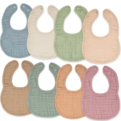 Miniatura 12 de Comfy Cubs Baberos de muselina para bebés, paquete de 8 - Suaves y altamente absorbentes, para alimentación, babero para saliva y dentición, broches