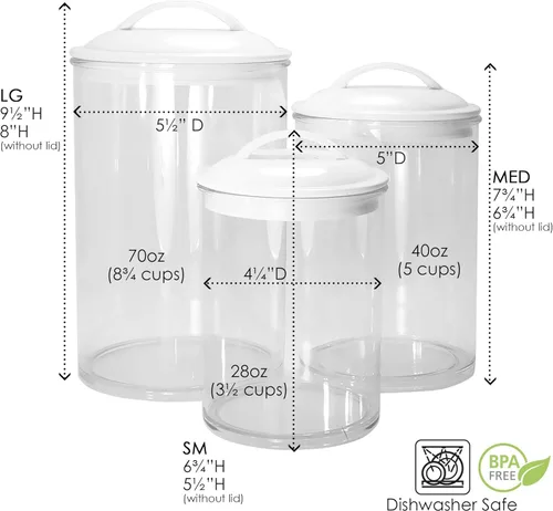 Miniatura 7 de Reston Lloyd, recipientes herméticos de almacenamiento de alimentos sin BPA, para cereales, pasta, azúcar, café, harina, galletas, té suelto