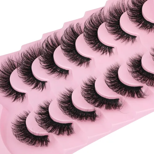 Miniatura 4 de JIMIRE Pestañas postizas de visón sintético esponjosas de ojo de gato naturales, pestañas postizas con volumen finas de ojo de zorro cruzadas