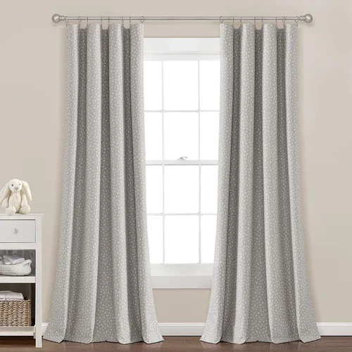 Miniatura 9 de Lush Decor Pixie Fox Geo - Panel de cortina opaca para ventana, panel individual, 52 pulgadas de ancho x 84 pulgadas de largo, gris oscuro, cortinas