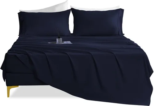 Miniatura 66 de CozySmile Juego de sábanas transpirables y refrescantes, sábanas de lujo de 4 piezas con bolsillo profundo para cama de tamaño matrimonial, se Beige