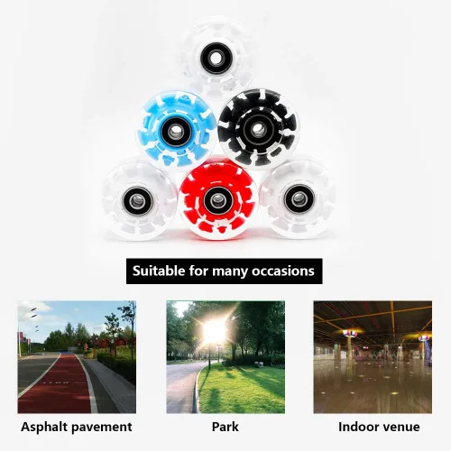 Miniatura 6 de Paquete de 4 ruedas de patinaje con luces de 1.260 x 2.283 in 78A, ruedas de patinaje con rodamientos instalados para interiores o exteriores, 3 LED