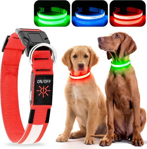 Miniatura 2 de YFbrite Collar de Perro LED Ultra Ligero Ajustable, Collares de Perro Iluminados Recargables que Brillan en la Oscuridad, Visibilidad y Seguridad