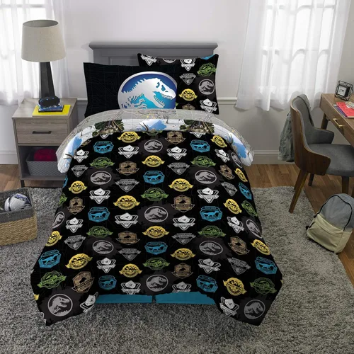 Miniatura 6 de Franco - Juego de ropa de cama para niños, edredón y sábanas supersuaves con funda de almohada, 5 piezas, tamaño individual, Jurassic World, 6A1348
