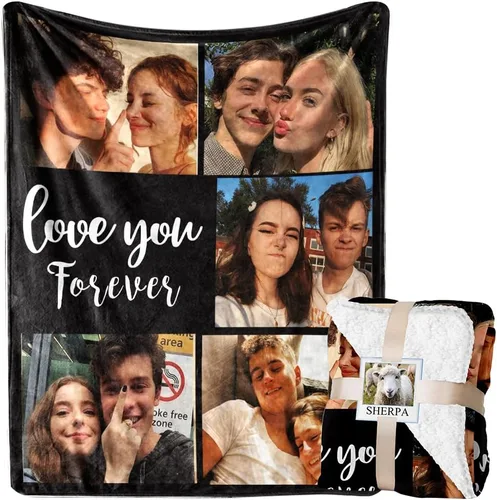 Miniatura 12 de Manta personalizada con imágenes y nombre, manta de franela personalizada, regalo de "Te quiero" para Navidad, cumpleaños, San Valentín, regalo