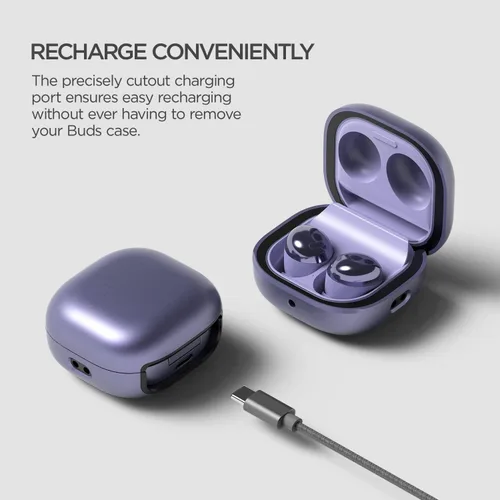 Miniatura 6 de VRS Design Funda moderna para Galaxy Buds (2023, 2022, 2021, 2020), color morado