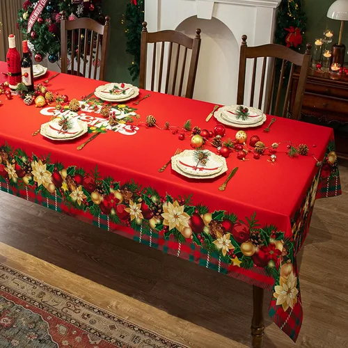 Miniatura 13 de Mantel Rectangular de Navidad de 60 x 102 Pulgadas - Cubierta de Mesa Rectangular Impermeable de Decoración Navideña Impresa para Nochevieja