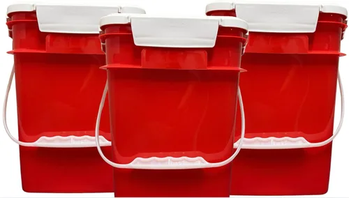 Miniatura 26 de House Naturals Cubo cuadrado de grado alimenticio de 4 galones con asas de plástico y tapa (paquete de 3) contenedores fabricados en Estados Unidos