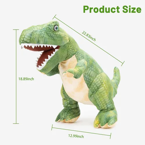 Miniatura 4 de PUNP Peluche de dinosaurio gigante, juguete de peluche T Rex, 22 pulgadas, tiranosaurio de peluche, regalo para niños, verde