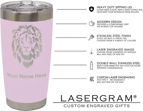 Miniatura 5 de LaserGram Vaso aislado al vacío de 20 onzas, casco de fútbol, grabado personalizado incluido (morado claro)