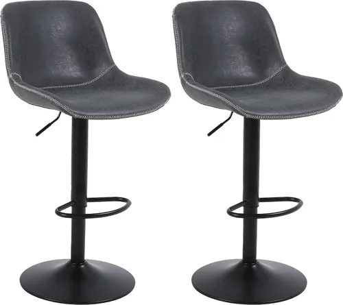 Juego de 2 taburetes de bar, taburetes de bar giratorios de altura de mostrador con respaldo, sillas de bar ajustables, taburete alto sin brazos de