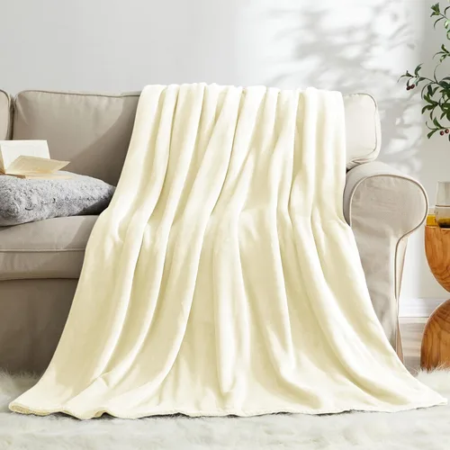 Miniatura 37 de KMUSET Manta de Tiro Súper Suave Premium de Franela de Forro Polar Sedosa Tamaño de Tiro Beige Microfibra Manta Ligera para Uso en Todas