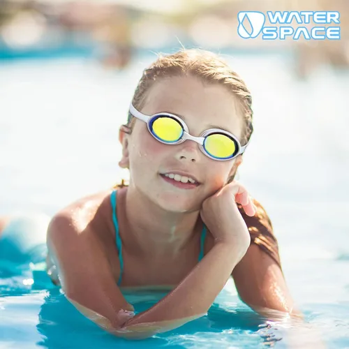 Miniatura 7 de Water Space Paquete de 2 gafas de natación con 3 piezas de nariz para niños jóvenes de 6 a 16 años, lentes espejadas, protección UV, antivaho y sin