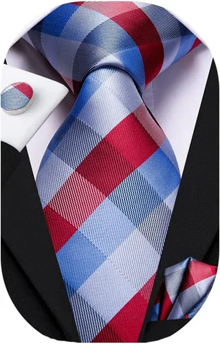 Miniatura 134 de Dubulle Corbata tejida de cachemira para hombre y gemelos de pañuelo para hombre, conjunto de gemelos para boda formal y negocios