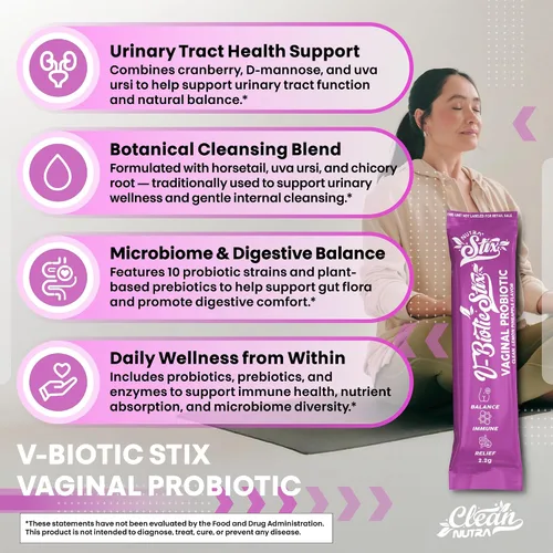 Miniatura 5 de Clean Nutraceuticals Probióticos vaginales para mujeres con extracto de arándano, D-manosa, prebióticos, equilibrio de pH para mujeres, salud