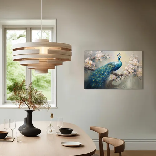 Miniatura 4 de QIXIANG Lienzo decorativo para pared, diseño retro y elegante de pavo real sobre ramas de flores, impresiones de imágenes para decoración del hogar