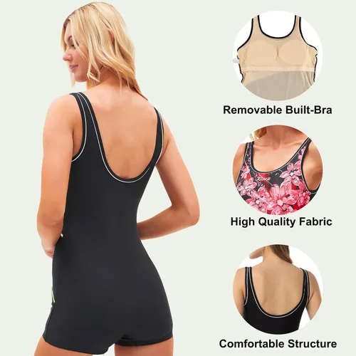 Miniatura 4 de karrack Traje de baño deportivo de una pieza para mujer, espalda cruzada, trajes de baño modestos, competición de entrenamiento