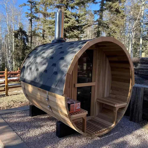 Miniatura 3 de Smartmak Sauna de vapor de barril al aire libre personalizada, 2-10 personas de cicuta canadiense/cedro rojo tradicional sala de sauna de madera