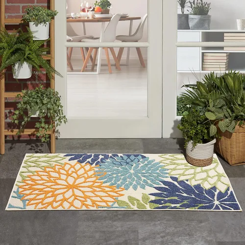 Miniatura 41 de Nourison Aloha - Tapete negro/blanco para interior o exterior, 2 pies y 3 pulgadas x 8 pies, tropical, botánico, fácil limpieza, no desprende pelo