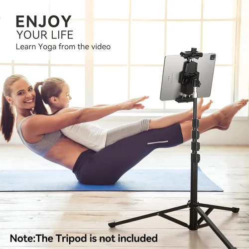 Miniatura 11 de KDD Adaptador de trípode para iPad y teléfono con cabeza esférica, soporte para iPad para trípode, soporte giratorio de 360 grados para tableta
