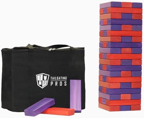Miniatura 18 de Tailgating Pros Maderas Gigantes Premium que se Derrumban con Estuche de Transporte – ¡Elige los Colores de tu Equipo! Juego Gigante para Patio al