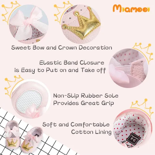 Miniatura 5 de Miamooi Zapatos planos Mary Jane para bebés y niñas zapatos de vestir con lazo princesa boda fiesta zapatos de primera calidad antideslizantes suela