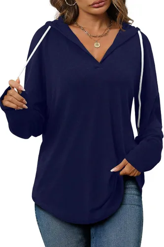 Miniatura 2 de Bofell Sudaderas con capucha de moda para mujer, sudaderas de gran tamaño, camisas largas de ajuste holgado