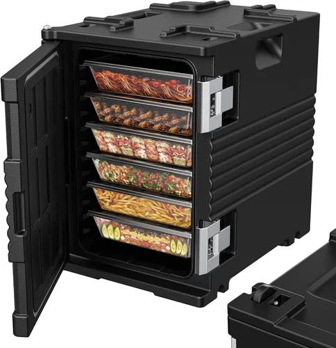 CAMMOO - Calentador de alimentos de 95Qt sin electricidad con ruedas, cierre de acero inoxidable 304, calentadores de alimentos para catering para