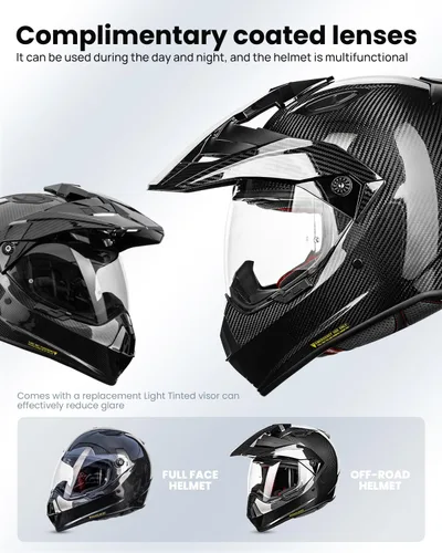 Miniatura 4 de ILM Snell M2020D - Casco completo de fibra de carbono para motocicleta de aventura, auto de carreras para hombres y mujeres, casco todoterreno