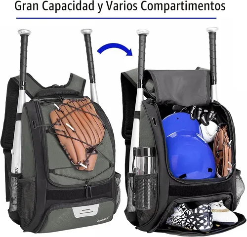 Miniatura 3 de DAFISKY, Mochila para Bolsón de Béisbol y Sóftbol - Mochila para Equipo de Bate de Béisbol, Sóftbol y Bola T para Jóvenes y Adultos con Soportes Gris