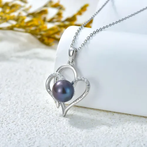 Miniatura 14 de Collar con colgante de perlas negras cultivadas, joyería fina, regalos para mujeres, collar con pedante de perlas negras de agua dulce para mujer