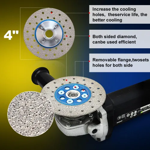 Miniatura 5 de Disco de diamante de 4 pulgadas para amoladora angular de pulido de granito de hoja de diamante de corte rápido y molienda