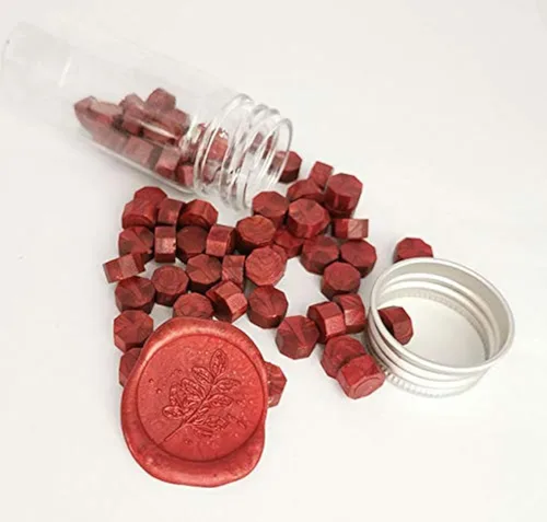 80 cuentas metálicas de cera de sellado rojo vino burdeos, sello de cera para derretir cuentas de cera para invitaciones de boda, tarjetas de