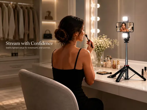 Miniatura 3 de Beauty Creator - Trípode de teléfono con luz – Trípode de teléfono de 53 pulgadas para TikTok, maquillaje, transmisión en vivo y creación