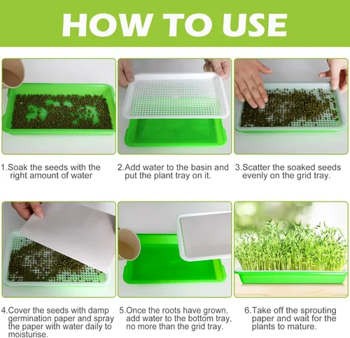 Miniatura 5 de EBaokuup Bandeja de germinación de semillas con orificios de drenaje, bandejas de propagación de germinación de plantas de jardín sin BPA, bandeja
