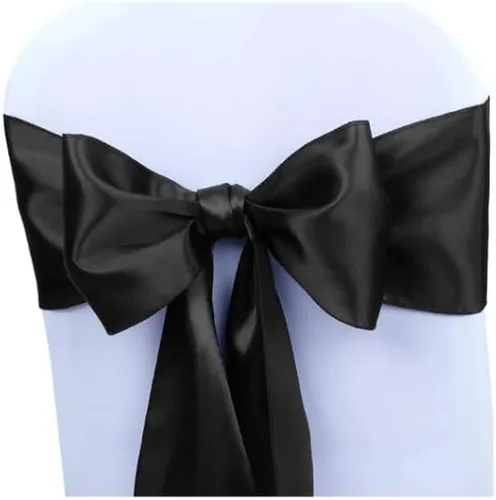 SCORPIONKING Bandas de satén para silla de boda, suministros universales para banquete, fiesta, evento de hotel, boda (10, negro)