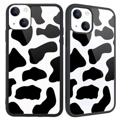 Miniatura 32 de Funda compatible con iPhone 13 para niños y mujeres, diseño divertido de cara, parte trasera dura con negro, divertido y lindo patrón de arte