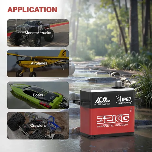 Miniatura 7 de AGFRC Servo RC de alto par de torsión impermeable IP67 de 70.5 lbs - Servo de dirección sin núcleo de engranaje de metal completo para 1/10 RC Car