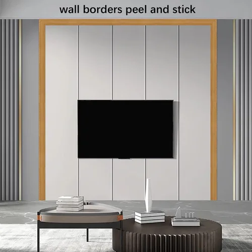 Miniatura 3 de Yutianli Moldura de Corona Despegar y Pegar Borde de Papel Tapiz Base Flexible de Pared Moldura Trim Autoadhesiva Zócalo de Vinilo Dorado Moldura