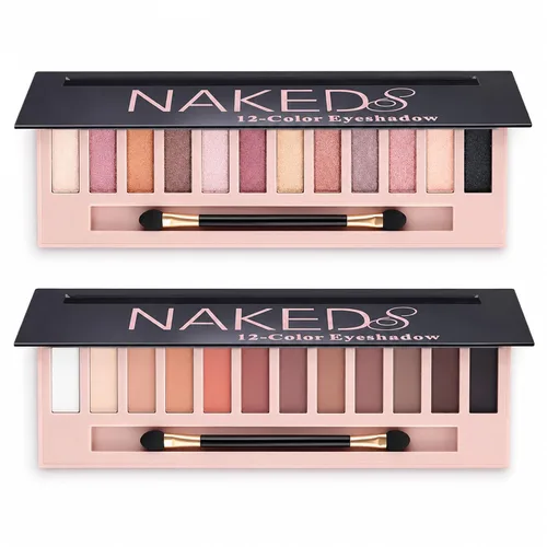 Sulily Kit de paleta de sombras de ojos desnudas de 12 colores, paleta de sombra de ojos con pigmento ahumado mate mate con brillantina, paletas de